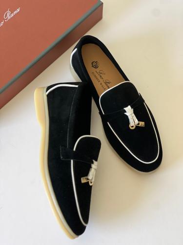 Loro Piana Women's Charming Walk Loafers in Black and White - E