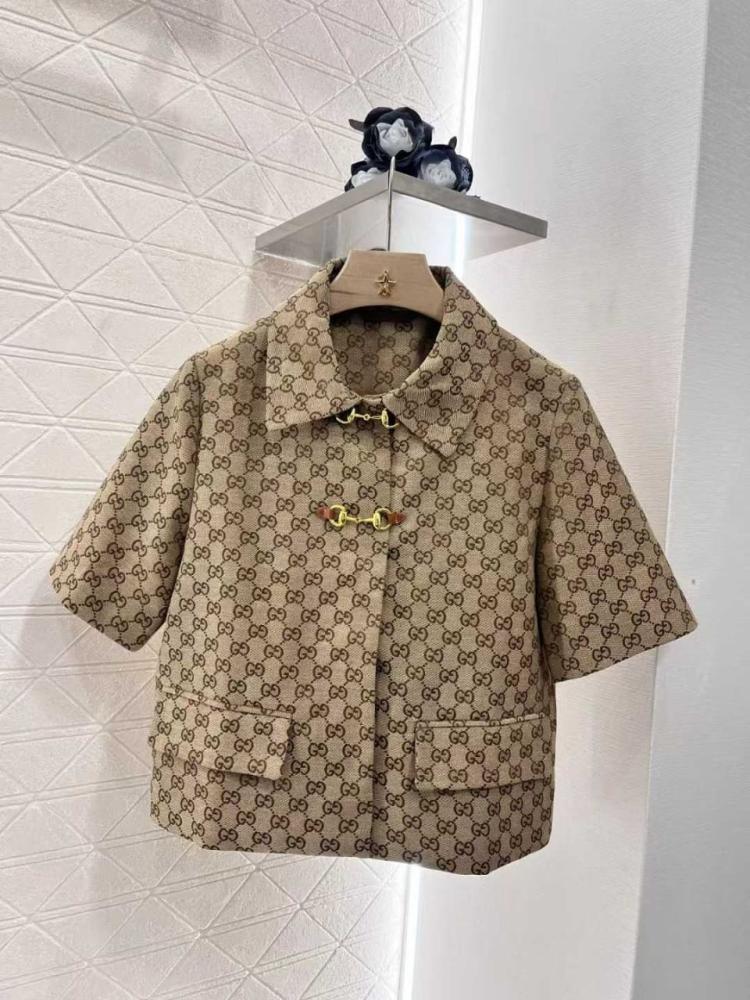 Gucci GG Women's Casual Shorts and Jacket Set in Beige Brown