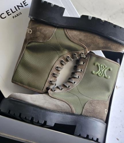 Celine Women's Olive Green High-Top Winter Boot - E-SEVEN STORE