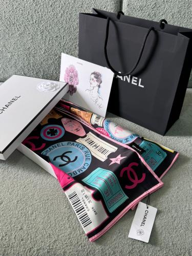 Chanel Women's Unique Colorful Logo Print Neck Scarf - E-SEVEN STORE
