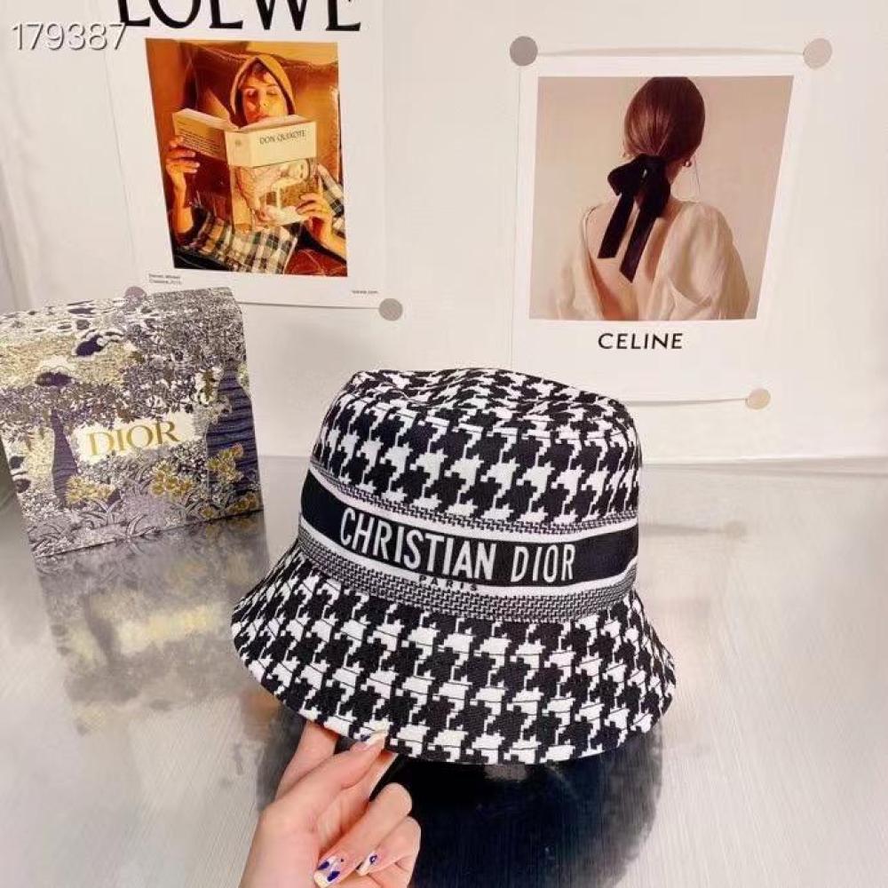 Dior Women's Black & White Logo Hat - E-SEVEN STORE