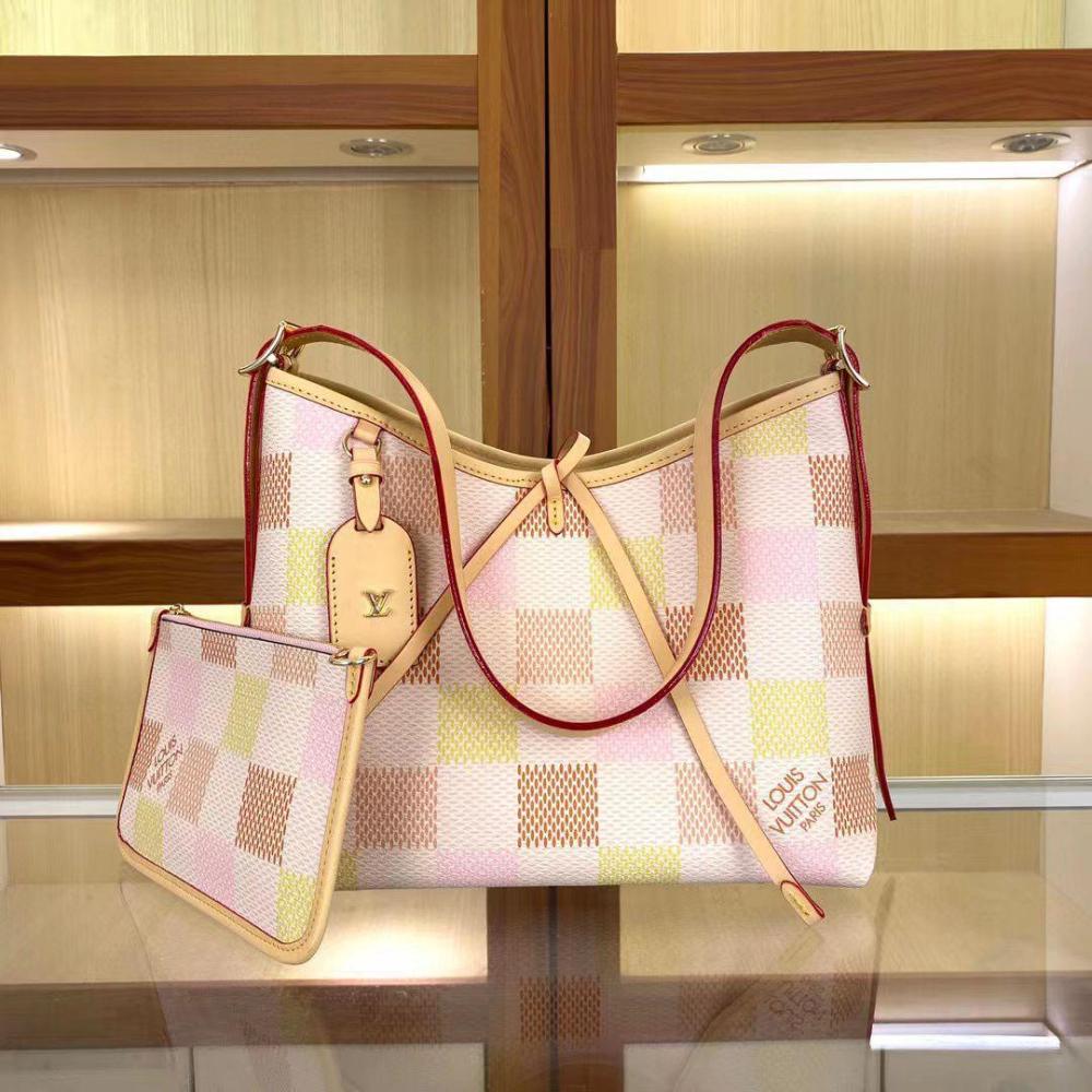 Louis Vuitton Large Bag in Yellow and Pink Colored Checks