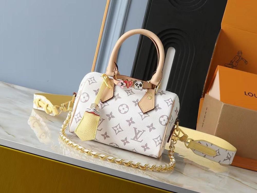 Louis Vuitton Monogram Speedy Small Bag in White and Gold