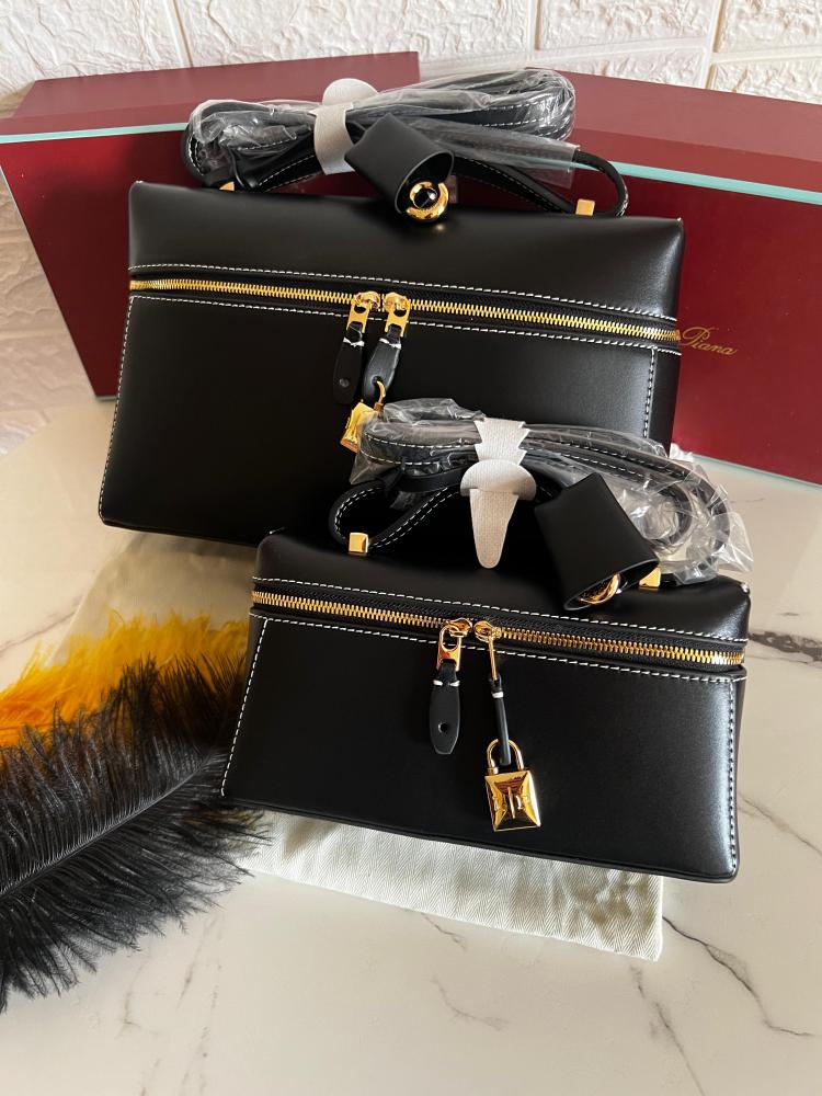 Loro Piana Black and Gold Box Handbag - E-SEVEN STORE