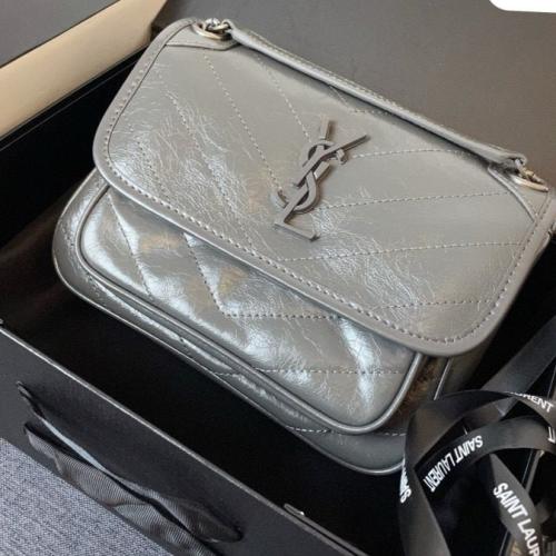 Saint Laurent NIKI leather bag, 22 cm, gray, high quality - E