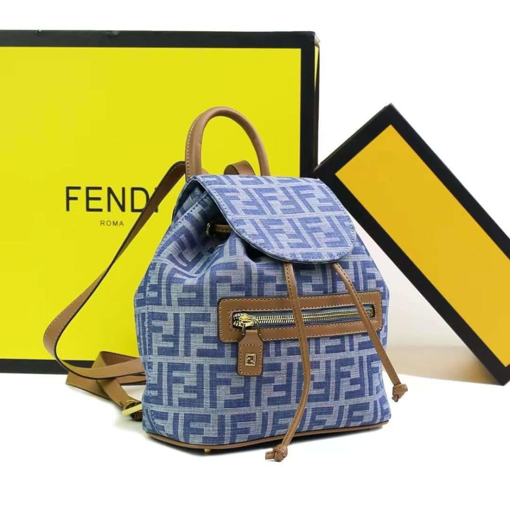 Fendi Women's FF Print Backpack, Iconic Explorer Bag E-SEVEN STORE