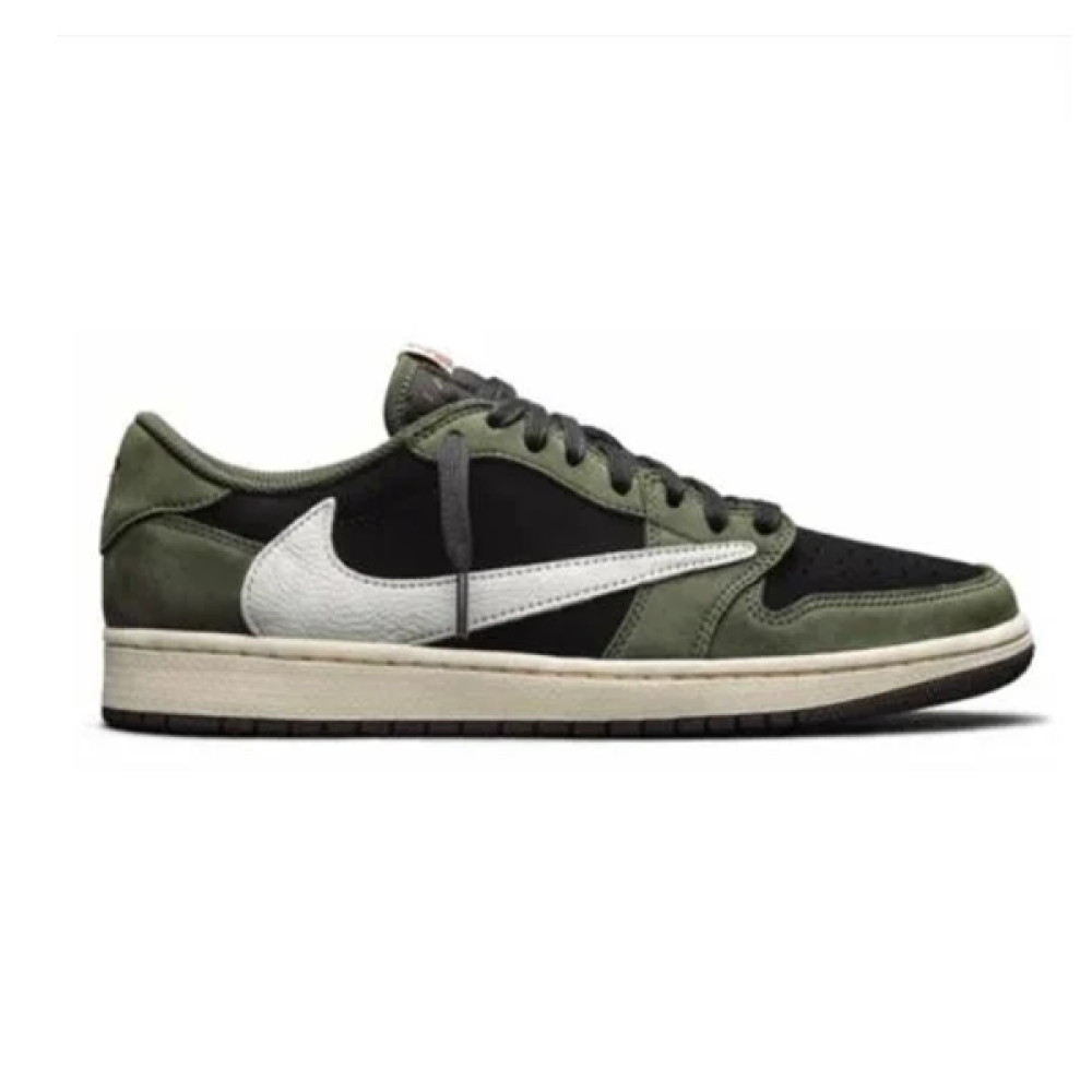 靴 TravisScottNikeAirJordan1ReverseOlive Size 8.5 - Travis Scott x Air Jordan 1 OG SP Low Black Olive
