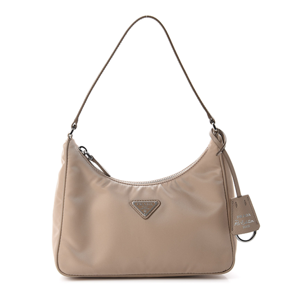 Prada Women's Saffiano Re-Edition Bag Beige 23cm