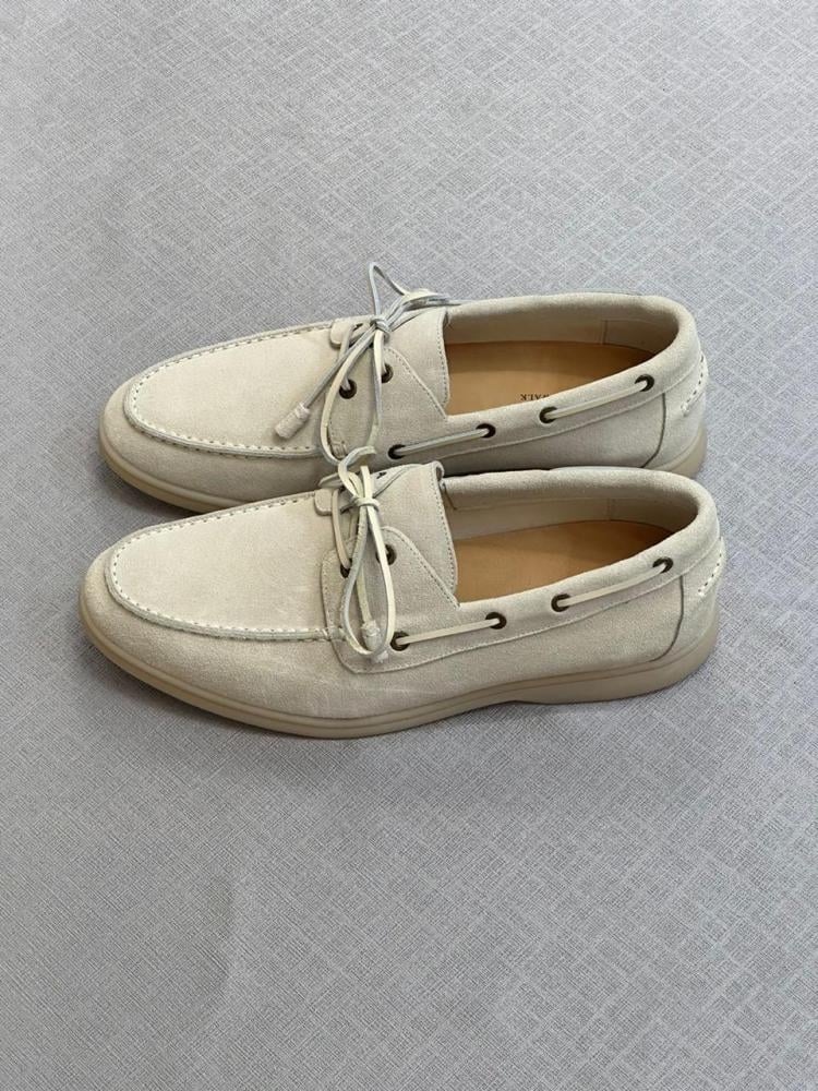 Loro Piana Men's White Lace-Up Shoes