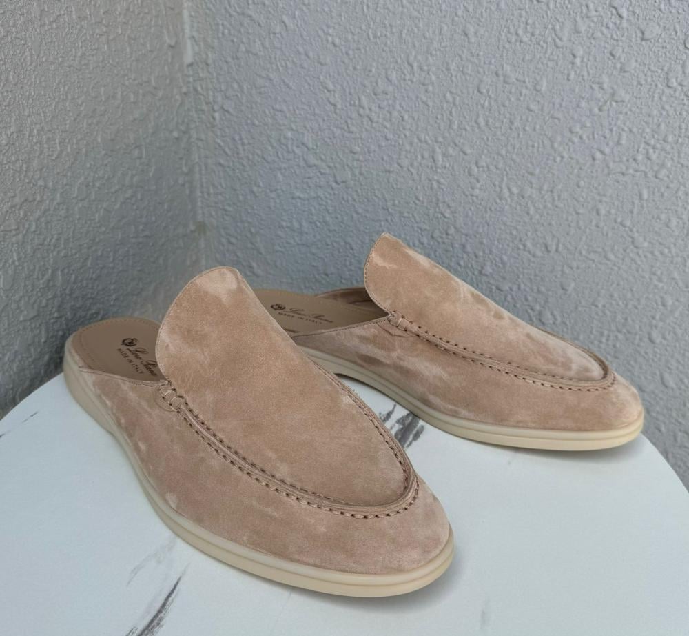 Loro Piana Men's Beige Closed Winter Flat Slipper - E-SEVEN