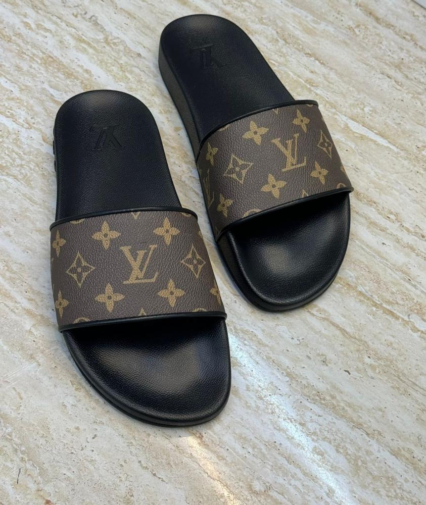 Louis Vuitton Men's Monogram Leather Brown Slipper E-SEVEN STORE