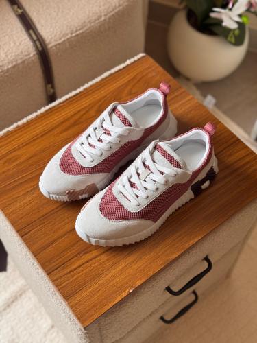 Hermes Men's Bouncing Suede Leather Sneakers in Black with White