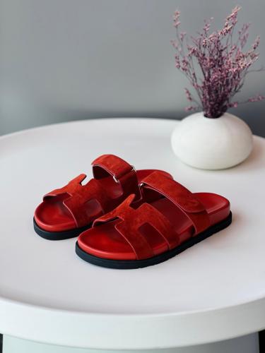 HERMES エルメス フラットシューズ 37 レッド パンプス Hermes Shaper Flat Sandal Women's Red Slipper | ESEVEN STORE