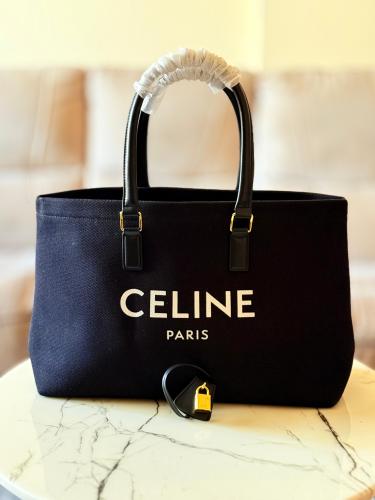 Celine Tote Bag 41cm Top Handle Bag Black - E-SEVEN STORE