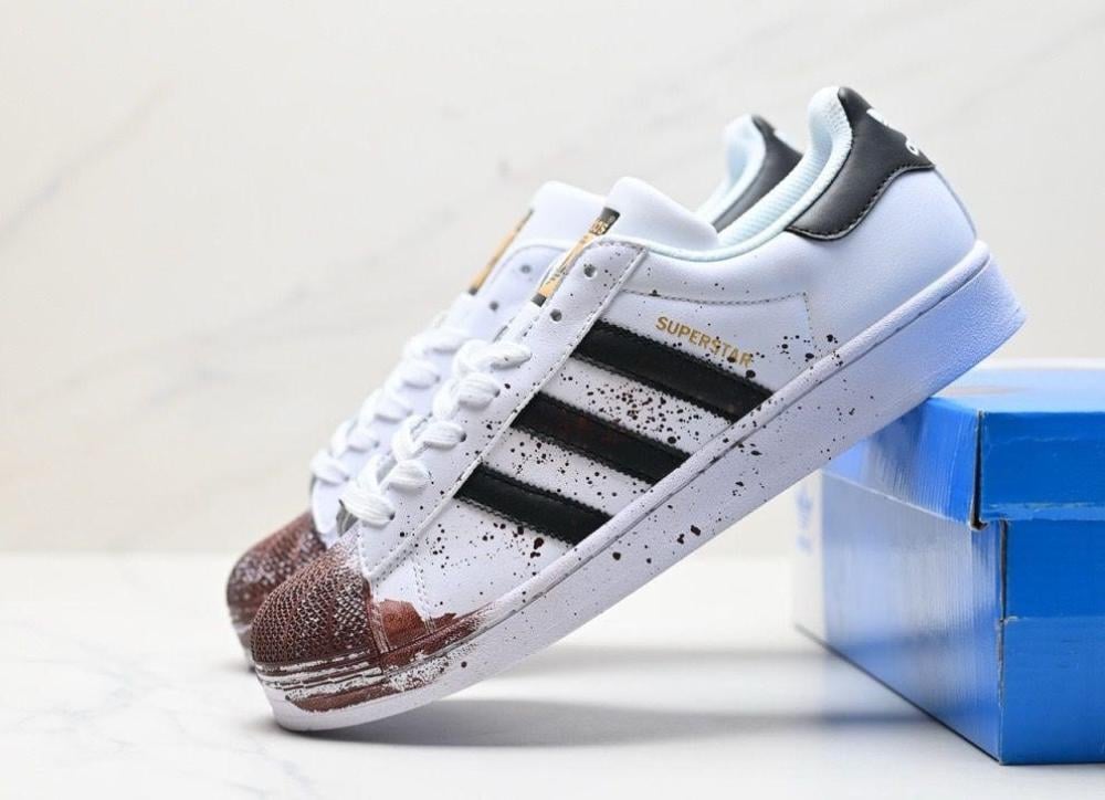 Adidas Superstar White and Brown Unisex Sneakers - E-SEVEN STORE