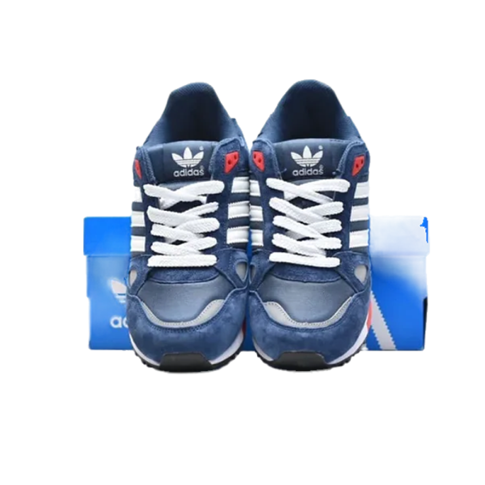 Adidas ZX 750 Unisex Lace-Up Shoes in Dark Blue, Red, and