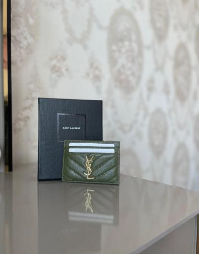 Saint Laurent card holder in soft pink leather - E-SEVEN STORE