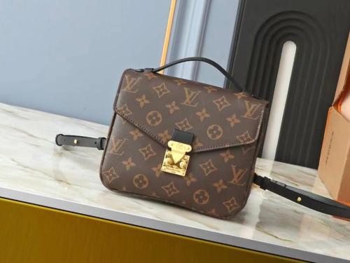 LV Women's Brown Monogram Small Bag with Gold Lock - E-SEVEN