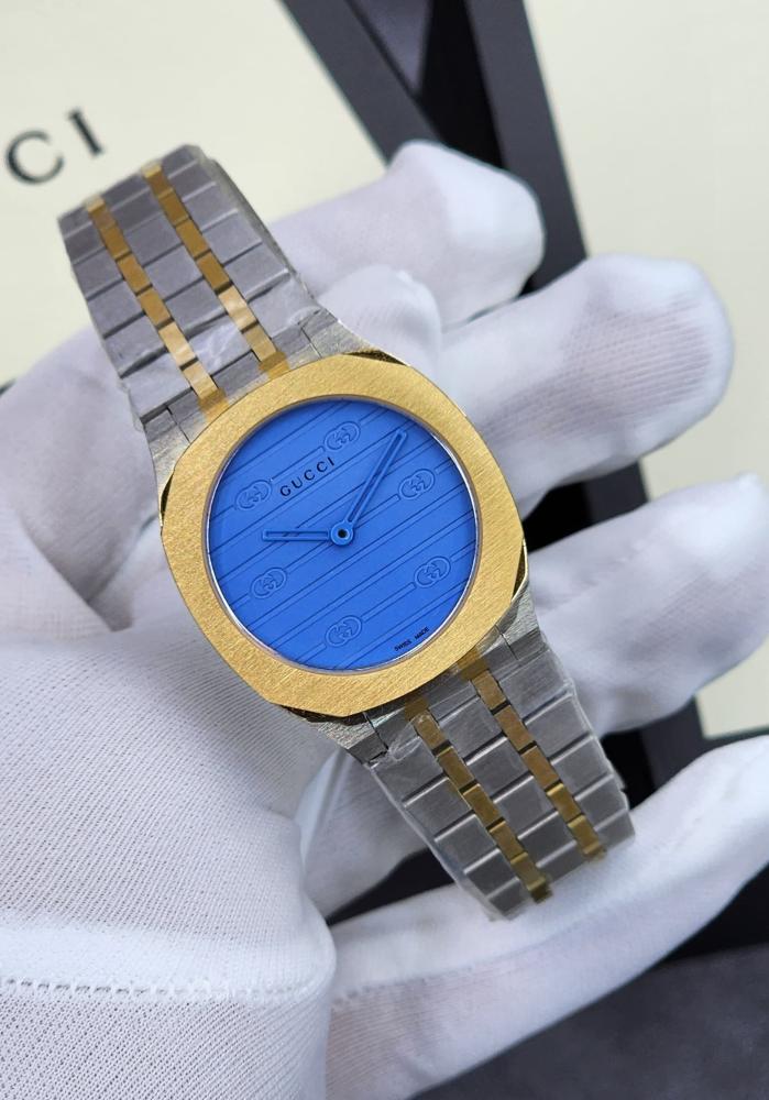 Gucci H25 Classic Women's Silver and Gold Metal Watch with