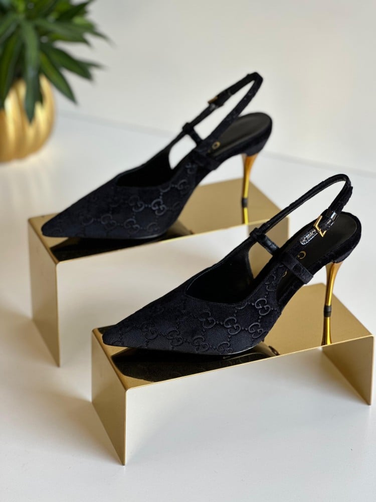 Gucci Burgundy Women's Slingback Heel Pumps - E-SEVEN STORE