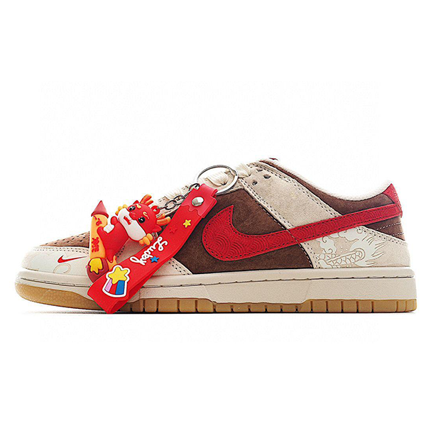 Nike Dunk Low Unisex Sports Shoes Brown Beige Red