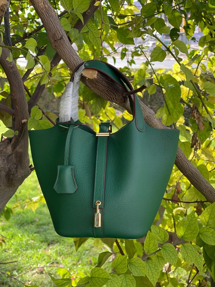 Hermes Picotin bag, large, olive color, soft leather