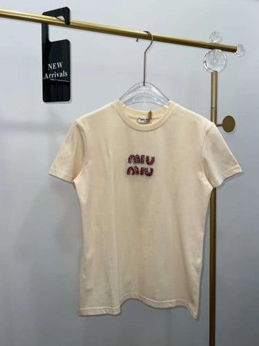 miu miu ストーン装飾 ベージュTシャツ　lサイズ 7687200523.jpg