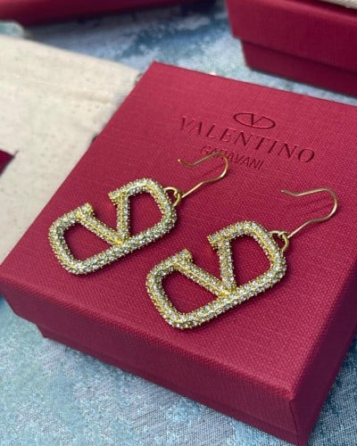 アクセサリー Valentino Garavani Gold V-logo Hoop Valentino Garavani VLogo Signature Crystal Hoop Earrings