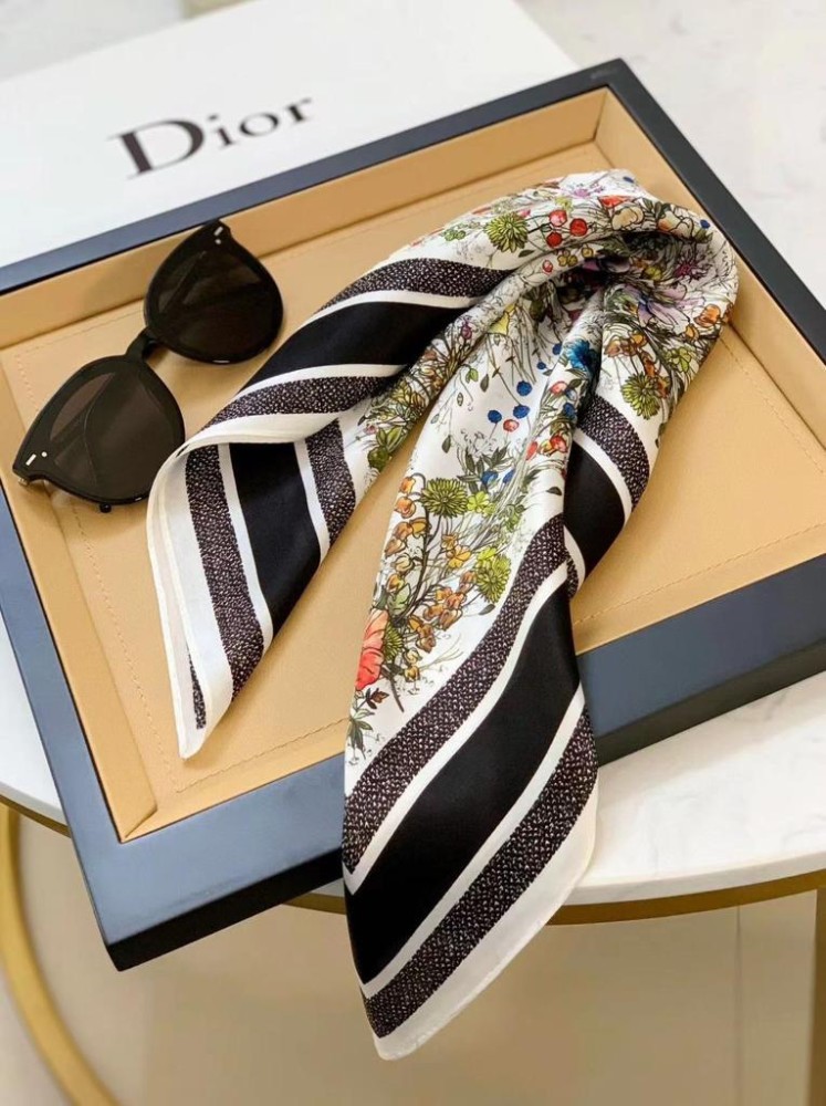 Dior Flowers Black Women's Scarf - E-SEVEN STORE