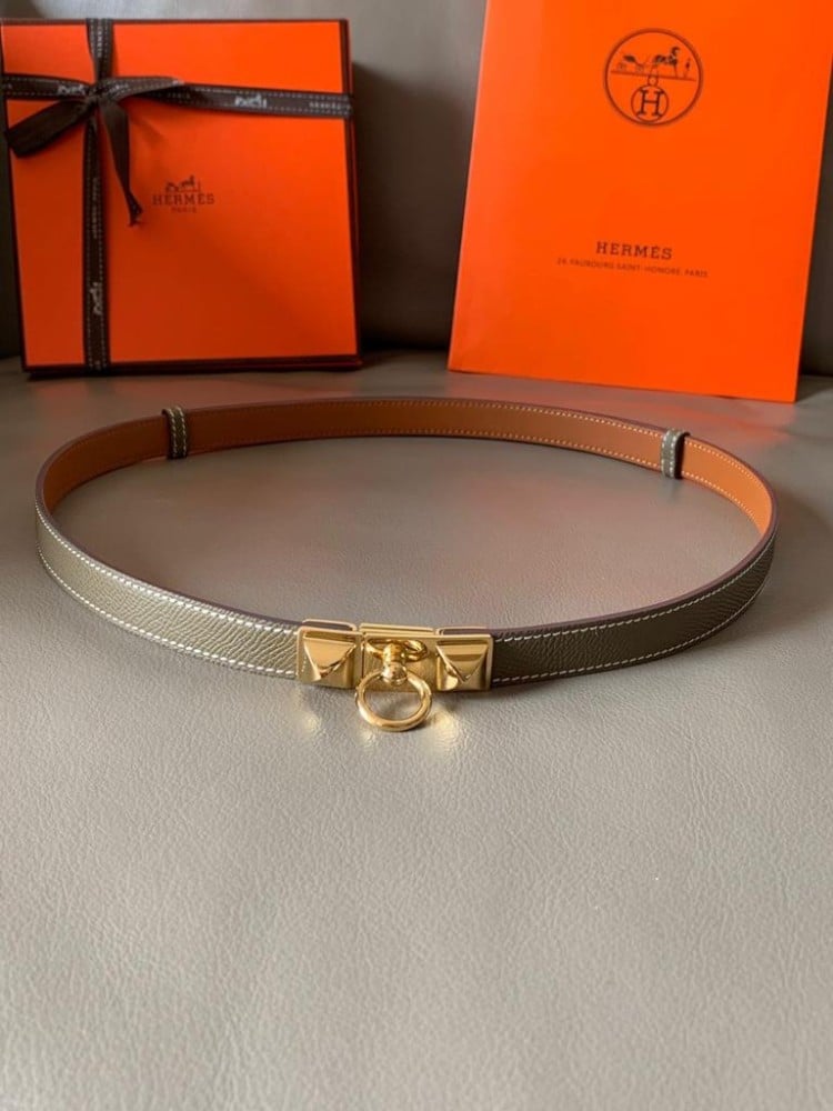 HERMES ホイッスル 紐付き Hermes - Stainless Steel Kelly PM Double Tour Gold Tone Blue