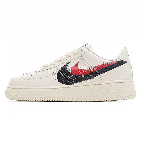 Nike Air Force Basketball Shoes, White with Black and Red Logo