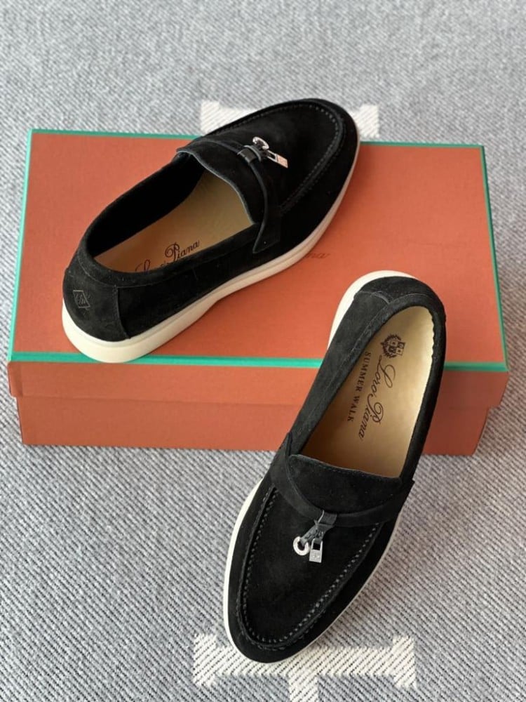 Loro Piana Master Quality Women's Comfort Walking Shoe in Black