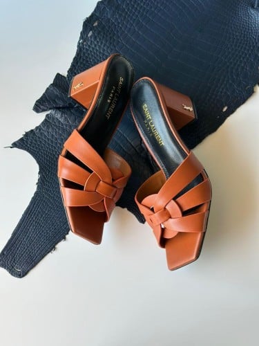 Saint Laurent Tribute Orange Comfort Wedge Sandal E-SEVEN STORE