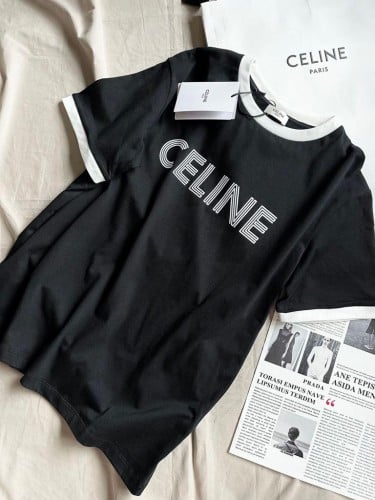 Celine tシャツ CELINE PARIS T-SHIRT IN COTTON JERSEY - BLACK/WHITE | CELINE