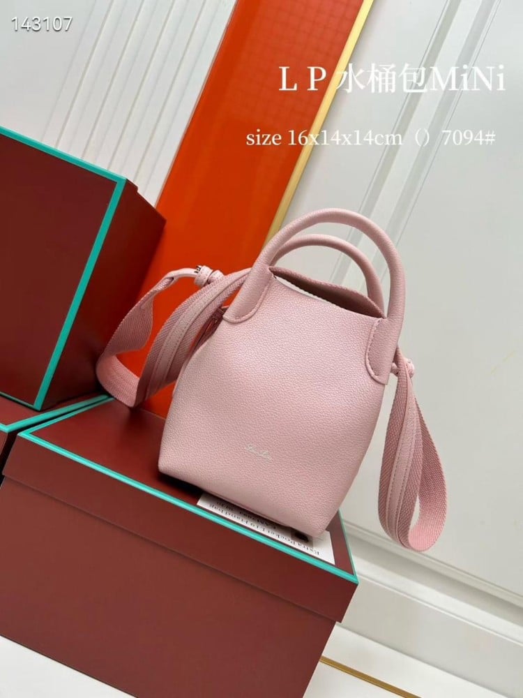 サ Loro Piano Bale Small Pink Leather Bag - E-SEVEN STORE