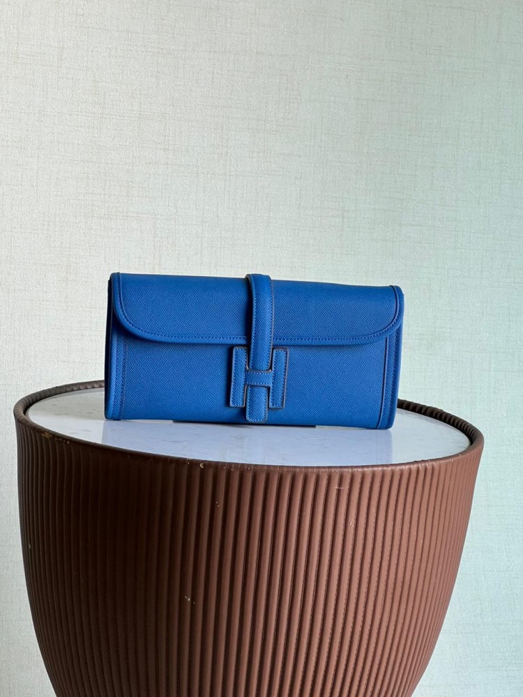 Hermes Gigi Clutch for Women, Medium, Blue