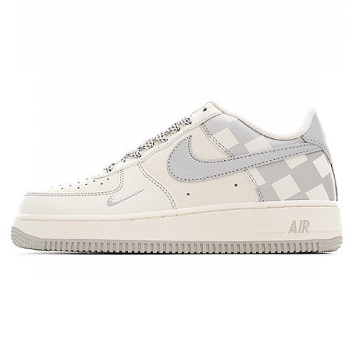 Louis Vuitton x Nike Air Force 1 White with Grey Sneakers - E