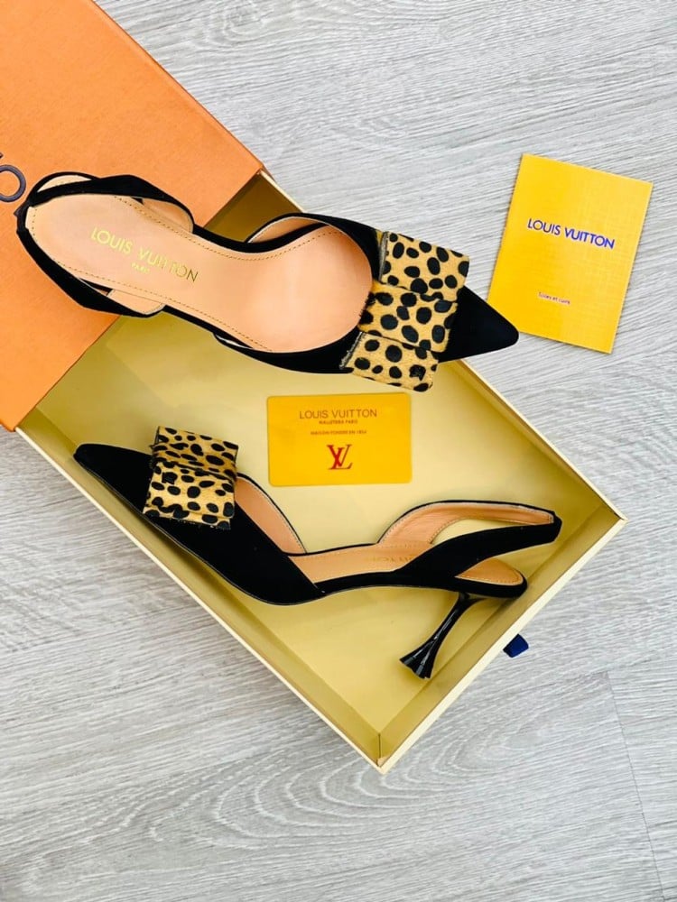 Louis Vuitton Black Supermaster Polka Dot Bow Mid-Heel Sandal