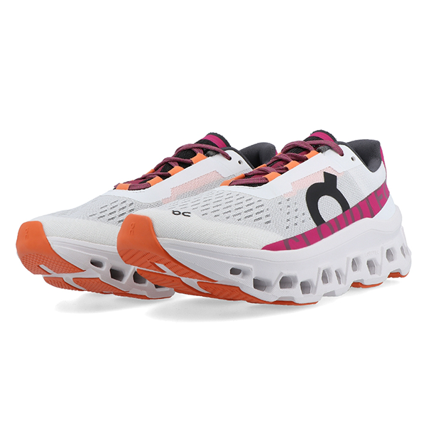 On Running Women's Cloud Monster White with Pink and Orange