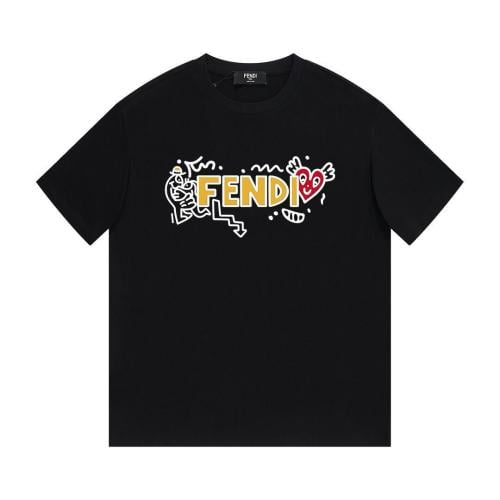 Fendi Men's Mr Doodle T-Shirt, Black E-SEVEN STORE