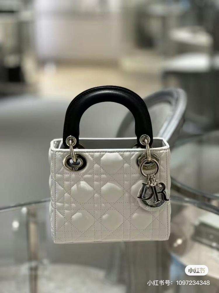 Lady Dior Black and White Two-Size Bag - E-SEVEN STORE