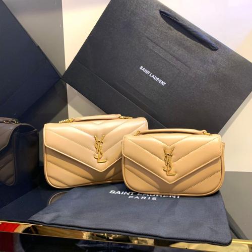 YSL Loulou small bag with chain in black - E-SEVEN STORE