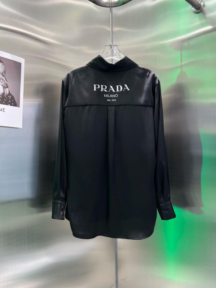 オーダー Prada Women's Long Sleeve Loose Shirt in Luxurious Black - E