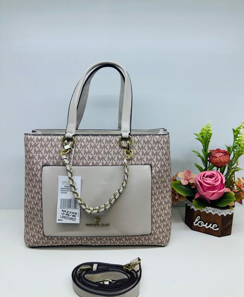 Michael Kors logo tote bag, beige brown - E-SEVEN STORE