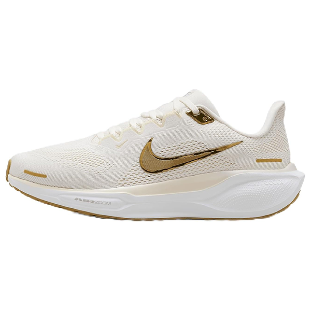 Nike Air Zoom Pegasus 41 shoes in creamy white with gold details