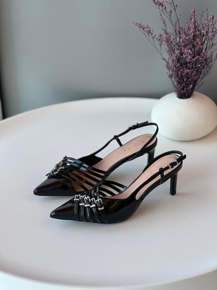 サンダル・ミュール Sandals in Black/Silver Leather Giuseppe Zanotti 30th Anniversary 90MM Leather Toe Ring