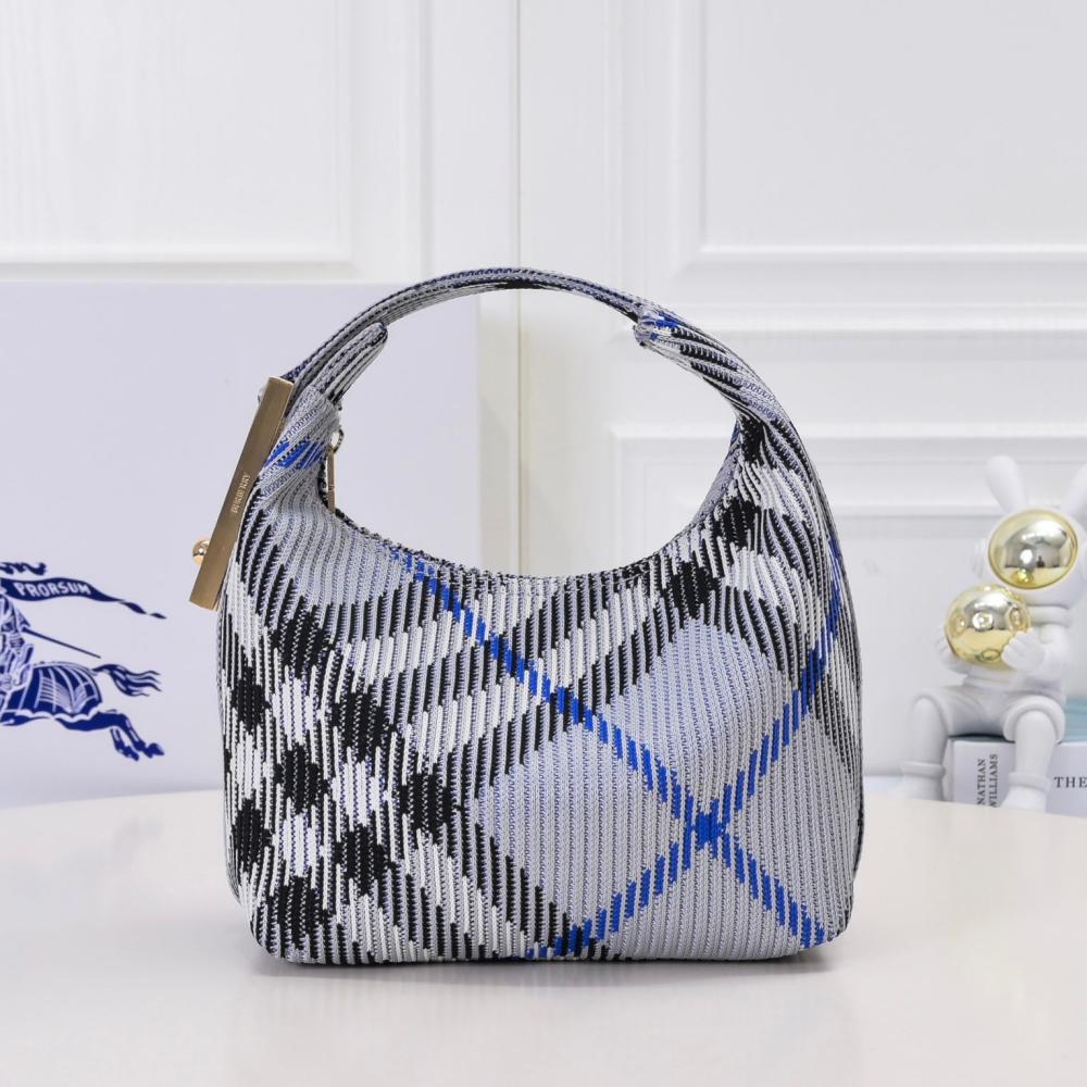 شنطة بربري ميني بيغ تشيك المحبوكة رمادي أسود E-SEVEN STORE