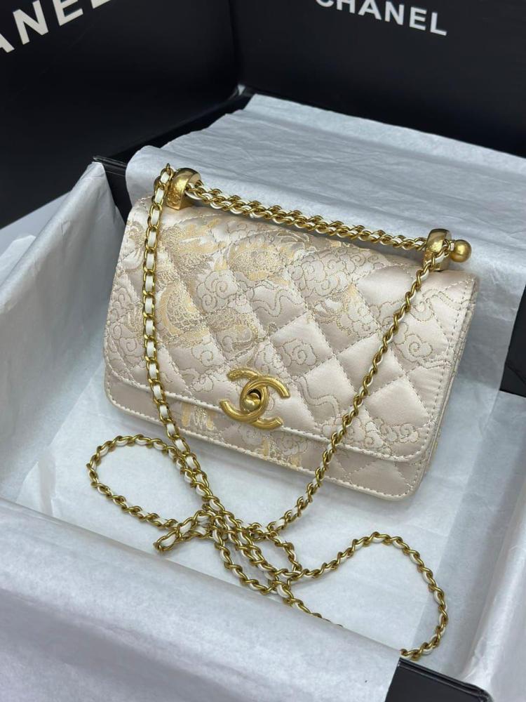Chanel Women's Off-White Flap Bag with Elegant Print