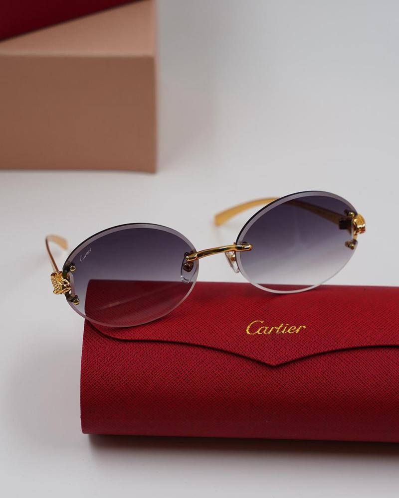 نظارة شمس كارتييه للنساء عدسة دائرية لون أزرق