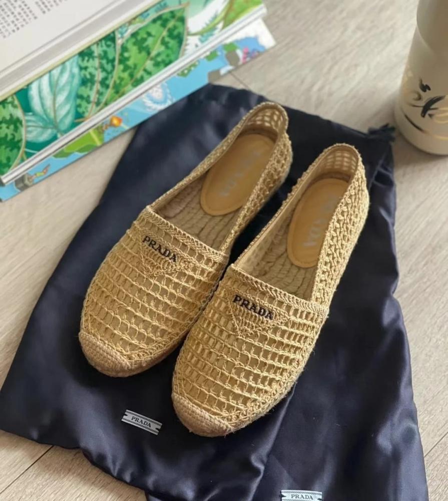 Prada women's beige knitted flat shoes, easy to wear - E-SEVEN STORE